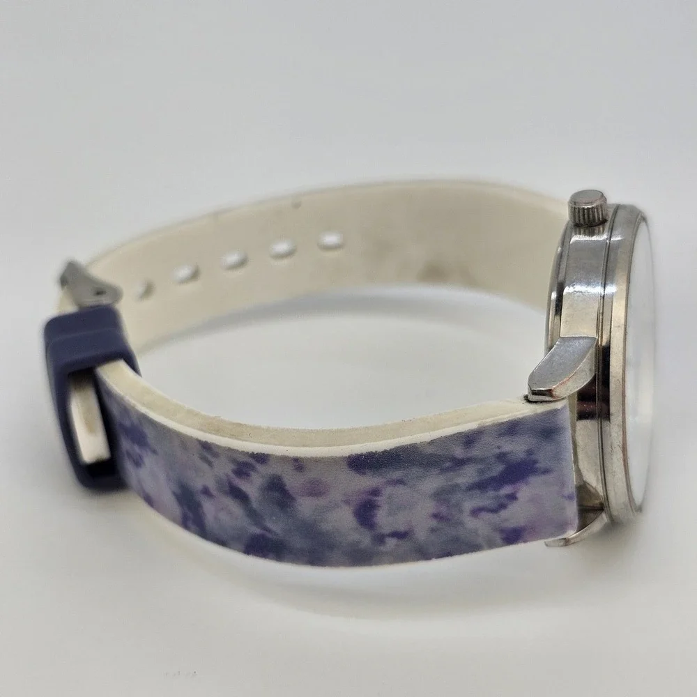 Women's Watch 35MM Gray Dial Floral Plastic Band‎ Straps New Battery